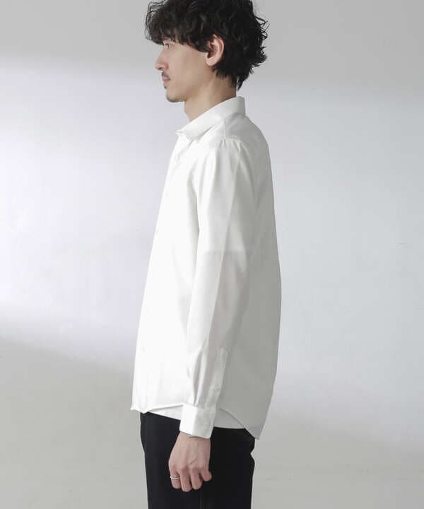 【unfil(アンフィル)】 ホワイト レギュラーカラーシャツ 長袖袖丈38cm