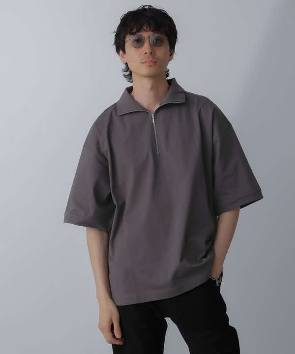 HALF ZIP ワイドシルエット Tシャツ 半袖