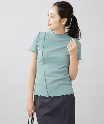 WEB限定/リブメロートップス 半袖