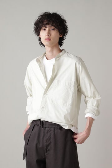 Tシャツ/カットソー(半袖/袖なし)MARGARET HOWELL / マーガレットハウエル | 2022SS PLAIN COMPACT COTTON コットン カラーレス シャツ | L | ブラウン | メンズ