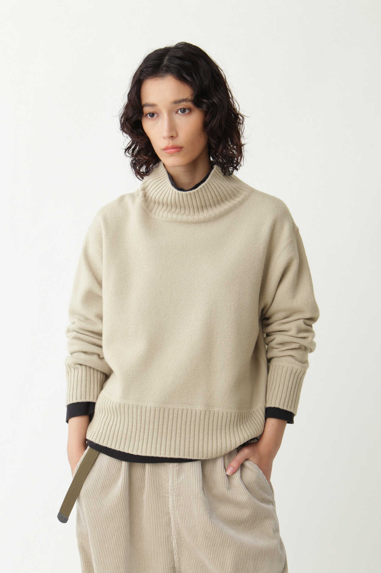 高額売筋 MHL. エムエイチエル FELTED ROUGH WOOL ライトベージュ L