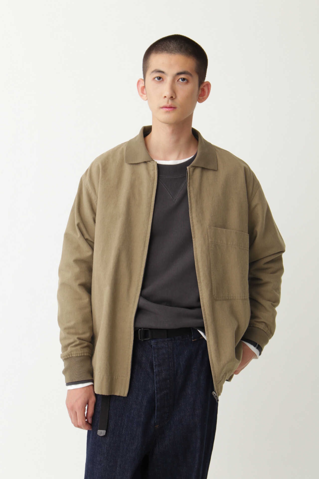 MHL. DRY COTTON TWILL 中綿 ブルゾン ジャケット-