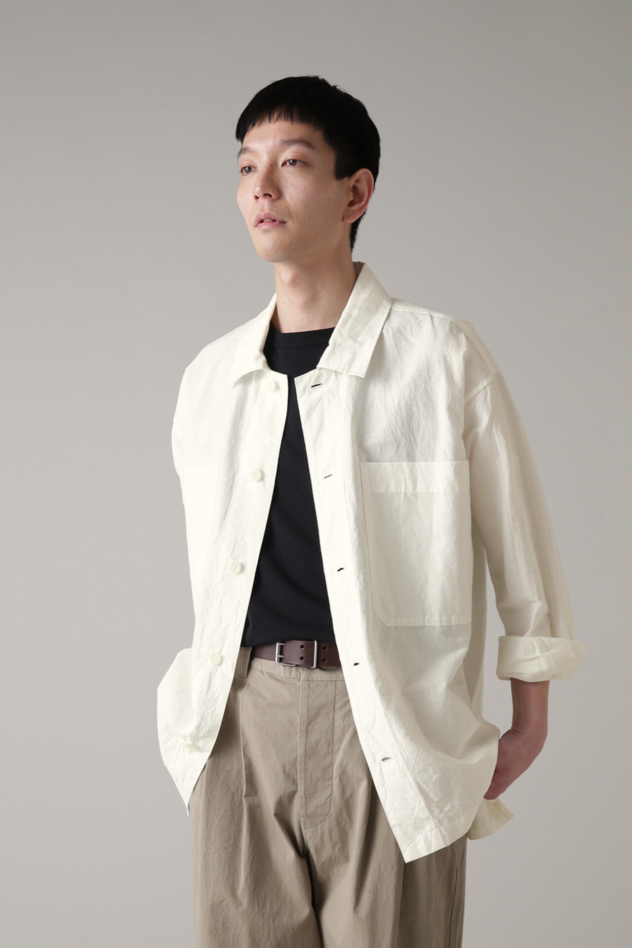 【MHL.】 Lightweight Cotton Linen メンズ White S エムエイチエル シャツ・ブラウス トップス