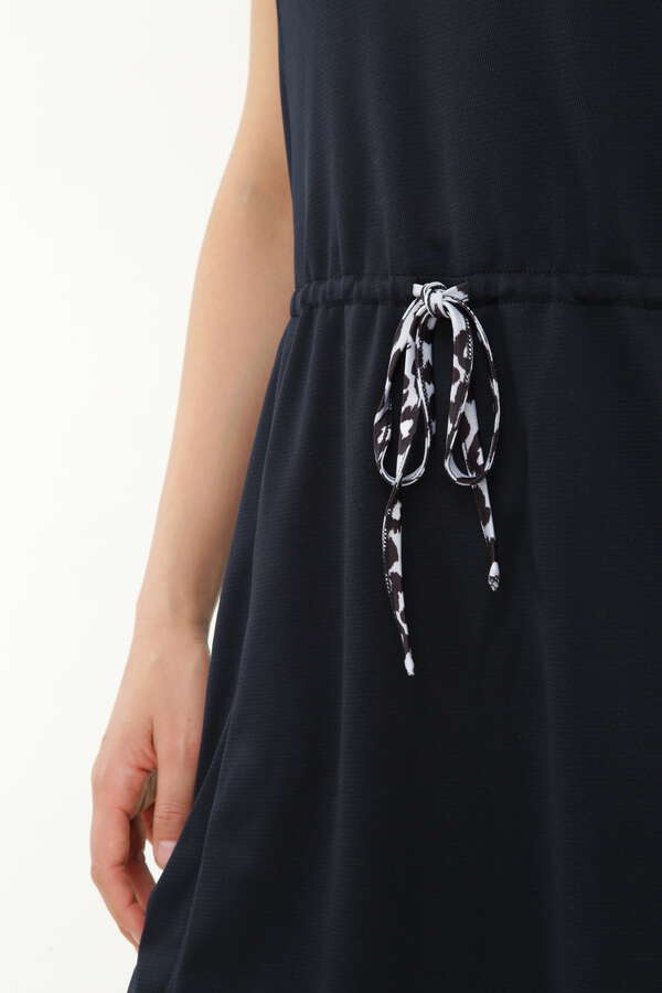 メッシュ 半袖 モックネック ワンピース (WOMENS)