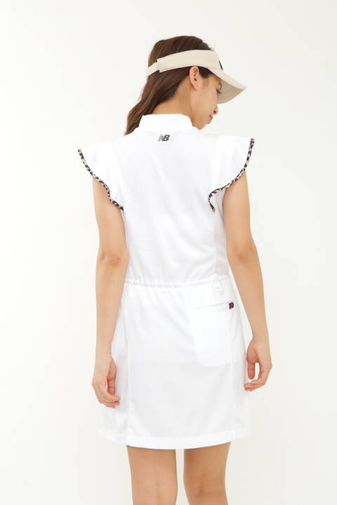 メッシュ 半袖 モックネック ワンピース (WOMENS)