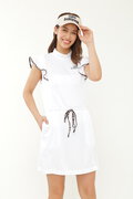 メッシュ 半袖 モックネック ワンピース (WOMENS)