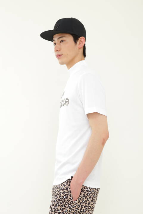 レオパードロゴ メッシュ 半袖 モックネック プルオーバー (MENS)