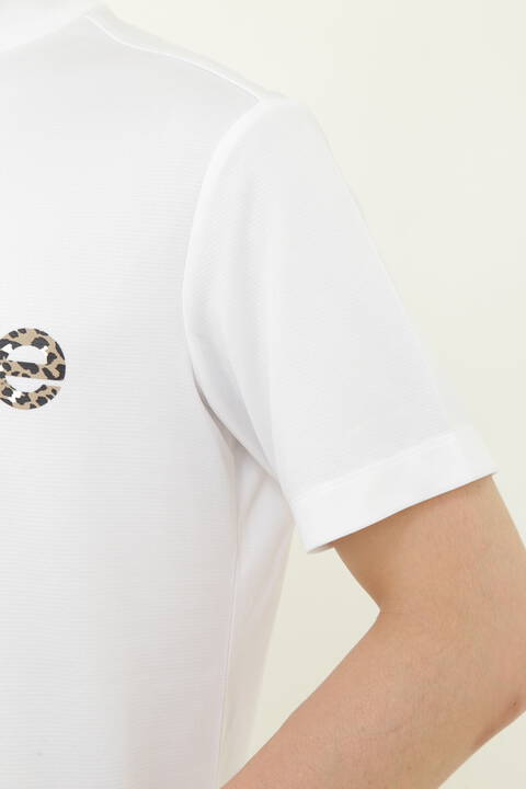レオパードロゴ メッシュ 半袖 モックネック プルオーバー (MENS)