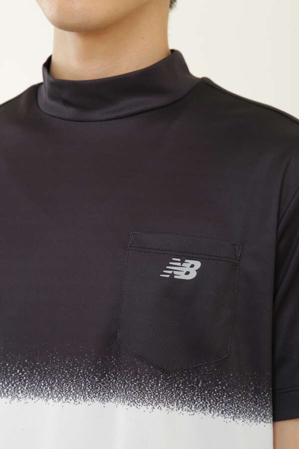 グラデーション メッシュ 半袖 モックネック プルオーバー (MENS)