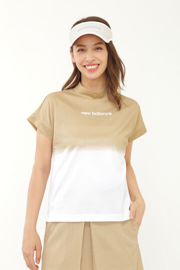 グラデーション メッシュ 半袖 モックネック プルオーバー (WOMENS)