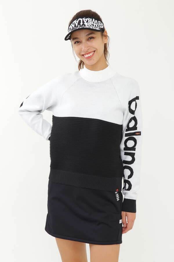 プレーン×タック×ロゴ モックネック ニット プルオーバー (WOMENS SPORT)