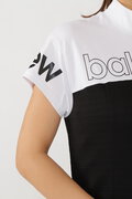 シングルジャージー×ダブルフェイス 半袖 モックネック ワンピース (WOMENS SPORT)