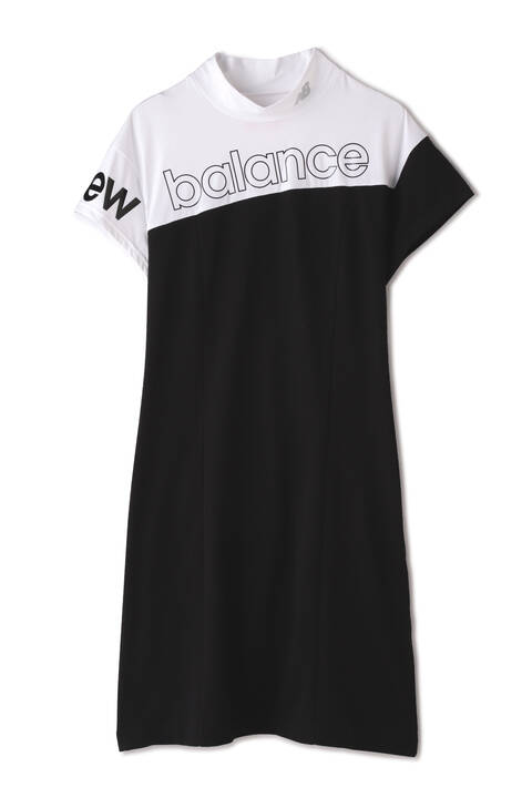 シングルジャージー×ダブルフェイス 半袖 モックネック ワンピース (WOMENS SPORT)