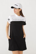 シングルジャージー×ダブルフェイス 半袖 モックネック ワンピース (WOMENS SPORT)