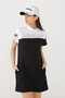 シングルジャージー×ダブルフェイス 半袖 モックネック ワンピース (WOMENS SPORT)