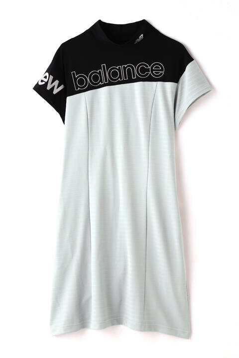 シングルジャージー×ダブルフェイス 半袖 モックネック ワンピース (WOMENS SPORT)