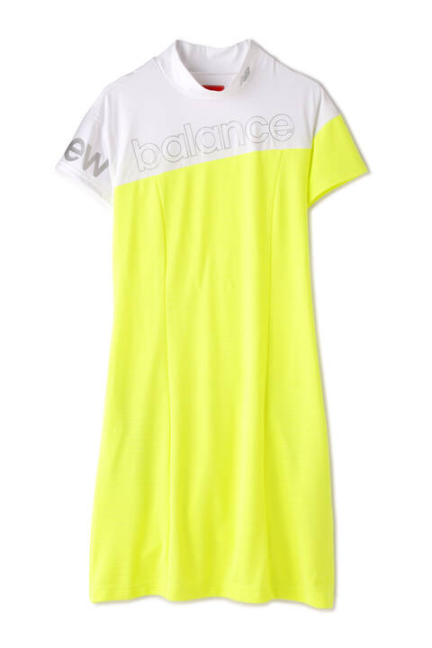 シングルジャージー×ダブルフェイス 半袖 モックネック ワンピース (WOMENS SPORT)