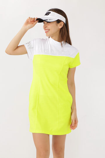 シングルジャージー×ダブルフェイス 半袖 モックネック ワンピース (WOMENS SPORT)