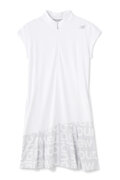 無地×ブロックシャドーロゴ 半袖 ハーフジップ ワンピース (WOMENS SPORT)