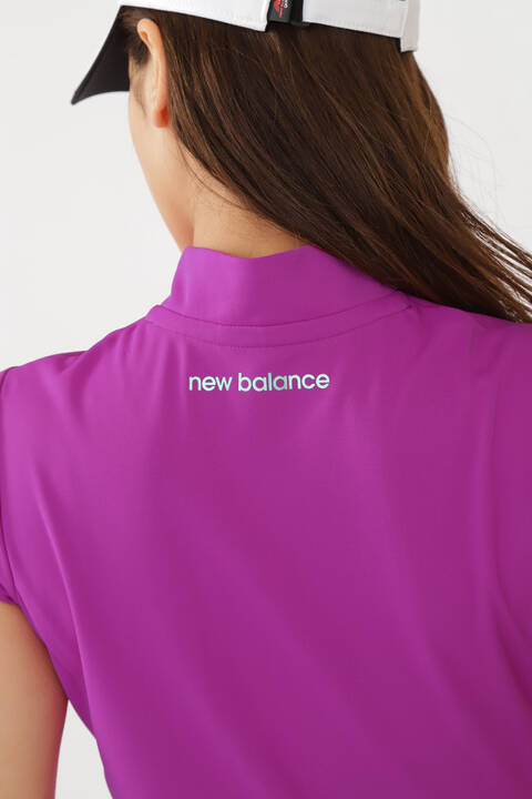 無地×ブロックシャドーロゴ 半袖 ハーフジップ ワンピース (WOMENS SPORT)