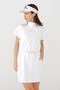 鹿の子ダンボールニット リボンベルト 半袖 モックネック スウェット ワンピース (WOMENS METRO)