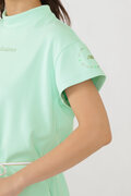 鹿の子ダンボールニット リボンベルト 半袖 モックネック スウェット ワンピース (WOMENS METRO)