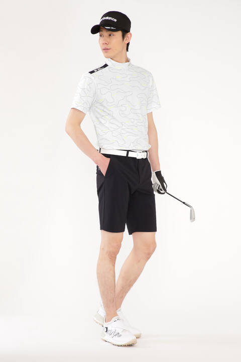 ループロゴライン 半袖 モックネック プルオーバー (MENS SPORT)