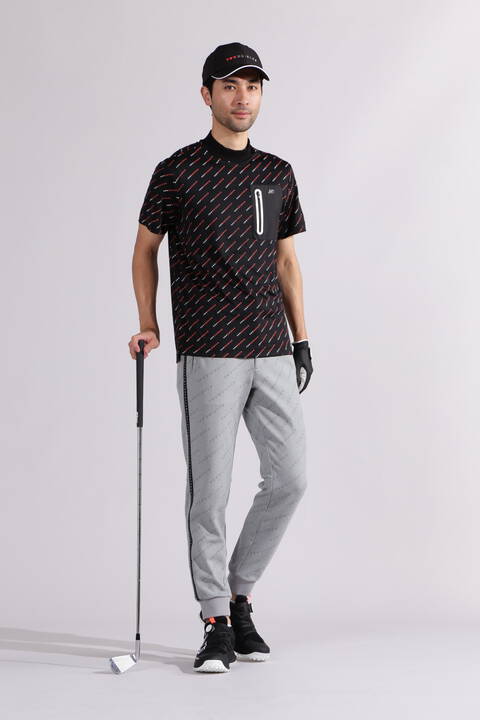【直営店舗限定】バイアスロゴ 半袖 モックネック プルオーバー (MENS)