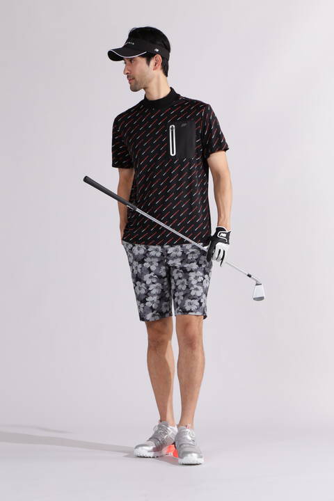 【直営店舗限定】バイアスロゴ 半袖 モックネック プルオーバー (MENS)