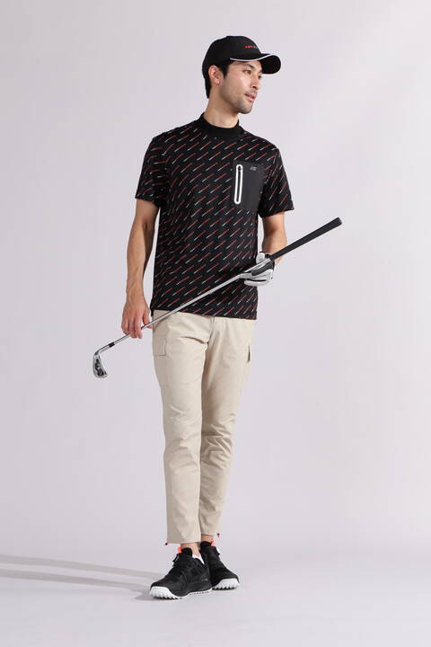 【直営店舗限定】バイアスロゴ 半袖 モックネック プルオーバー (MENS)