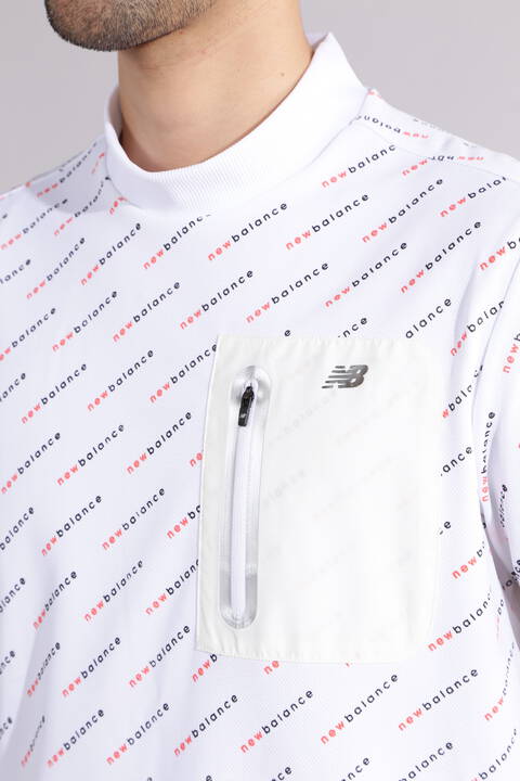 【直営店舗限定】バイアスロゴ 半袖 モックネック プルオーバー (MENS)