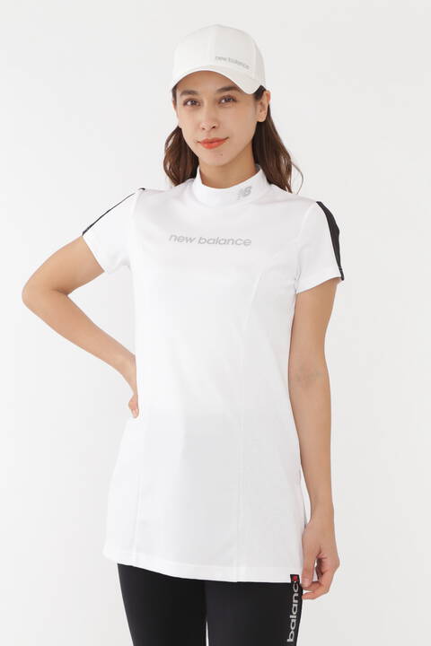 フラワーレース 半袖 モックネック ロング丈シャツ (WOMENS SPORT)