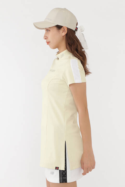 フラワーレース 半袖 モックネック ロング丈シャツ (WOMENS SPORT)