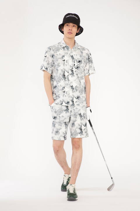 フラワー 半袖 オープン カラーシャツ (MENS METRO)