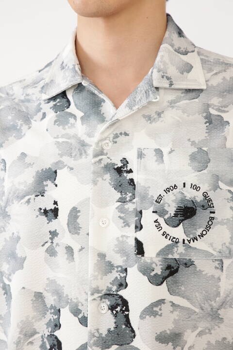 フラワー 半袖 オープン カラーシャツ (MENS METRO)