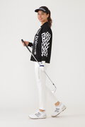 メッシュジャカード×リピートロゴ オフモックネック ニット プルオーバー (WOMENS SPORT)