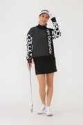 メッシュジャカード×リピートロゴ オフモックネック ニット プルオーバー (WOMENS SPORT)