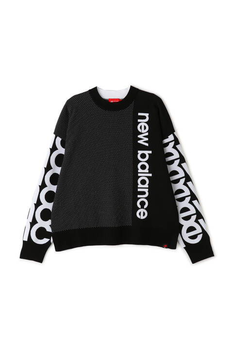 メッシュジャカード×リピートロゴ オフモックネック ニット プルオーバー (WOMENS SPORT)