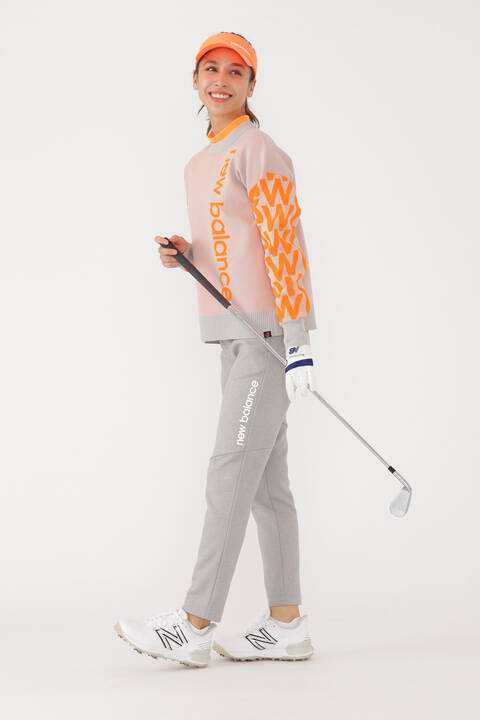 メッシュジャカード×リピートロゴ オフモックネック ニット プルオーバー (WOMENS SPORT)