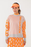 メッシュジャカード×リピートロゴ オフモックネック ニット プルオーバー (WOMENS SPORT)