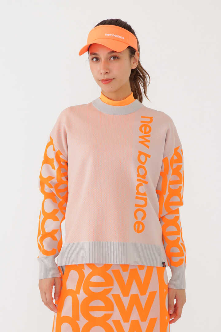 メッシュジャカード×リピートロゴ オフモックネック ニット プルオーバー (WOMENS SPORT)