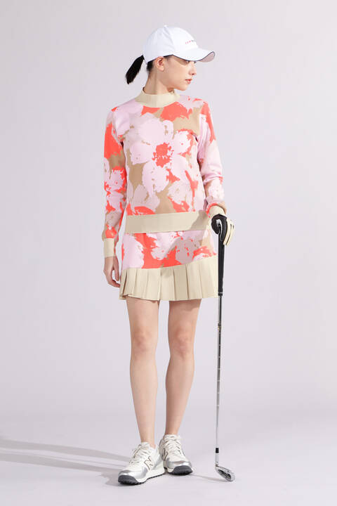【直営店舗限定】ハイビスカス 長袖 モックネック ニット プルオーバー (WOMENS)