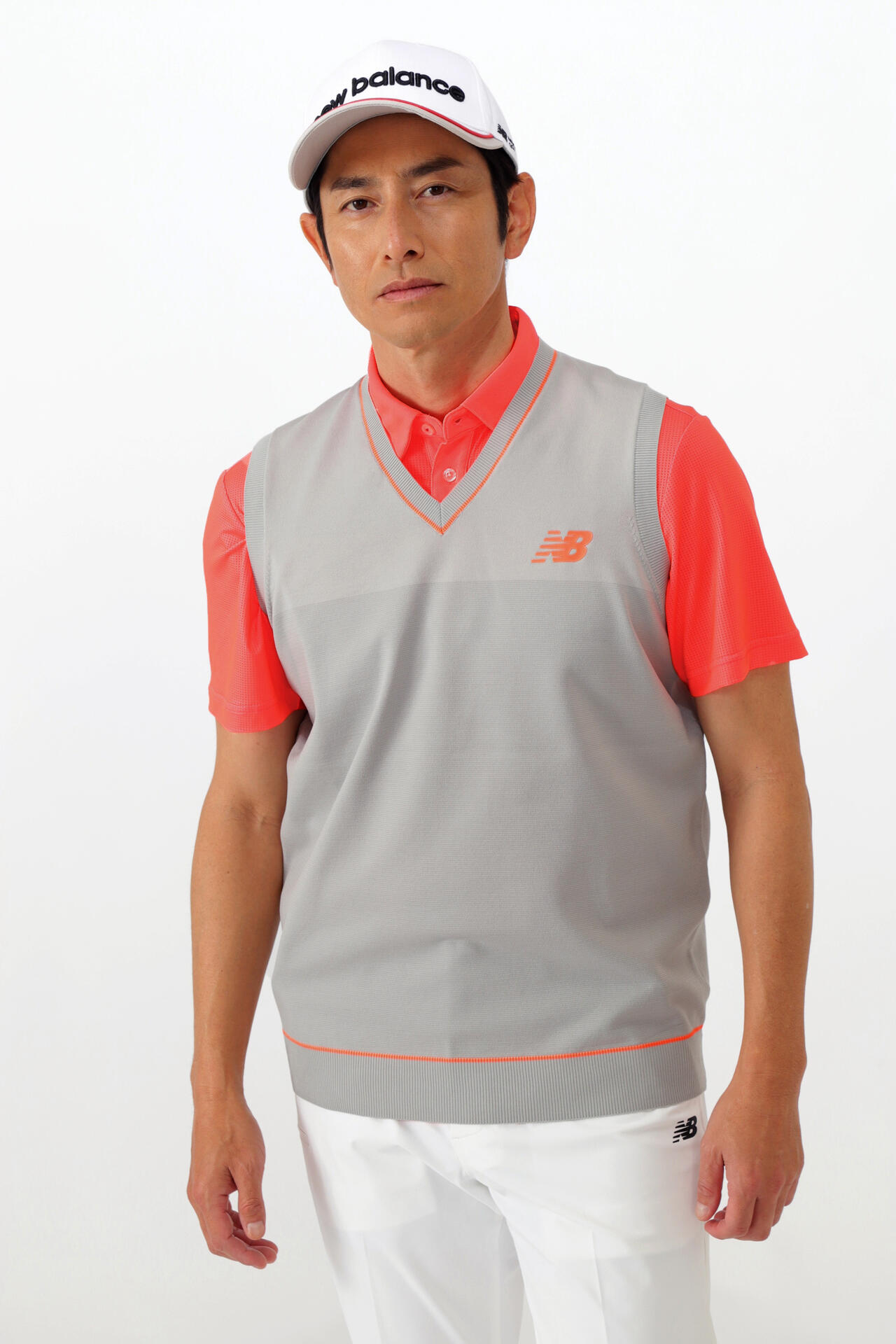 new balance golf】ソリッド×ボーダー Vネック ニット ベスト (MENS WORLD)