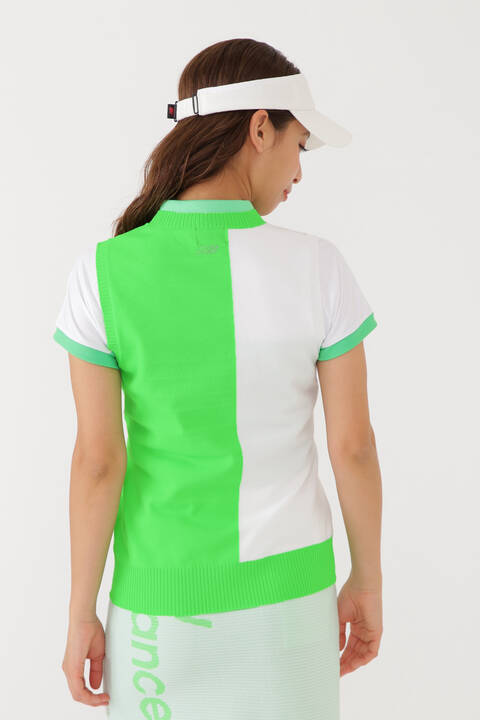 バイカラー クルーネック ニット ベスト (WOMENS SPORT)