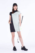 トリコット 半袖 モックネック ワンピース (WOMENS WORLD)