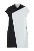 トリコット 半袖 モックネック ワンピース (WOMENS WORLD)