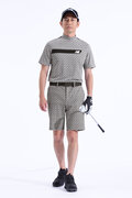 リフレクションボーダー 半袖 モックネック プルオーバー (MENS WORLD)