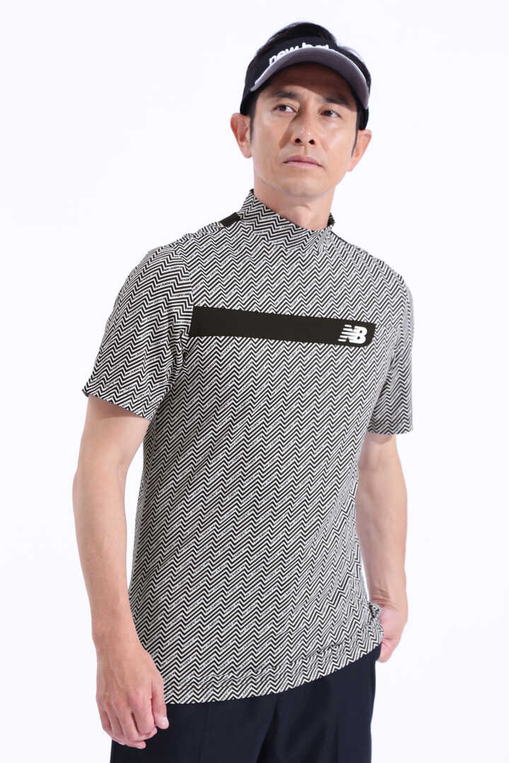 リフレクションボーダー 半袖 モックネック プルオーバー (MENS WORLD)