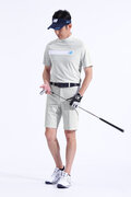 リフレクションボーダー 半袖 モックネック プルオーバー (MENS WORLD)