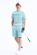 リフレクションボーダー 半袖 モックネック プルオーバー (MENS WORLD)